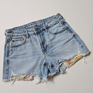 American Eagle Jean Shorts Womens 0 Tomgirl Exposed Floral Pockets Preppy